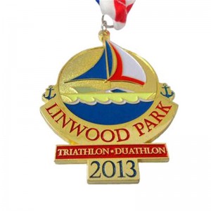 Modedesign 3D Metal Sports Medal and Trophies Custom Duathlon Triathlon Running Gold Award Medal med band