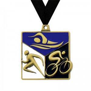 Vacker designmedalj 3D UV -tryckning Emaljmedaljong Triathlon Medal